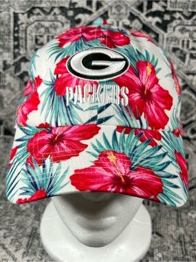 Green Bay Packers 47 Brand Floral Hat Womens White and Pink NFL Dad Cap